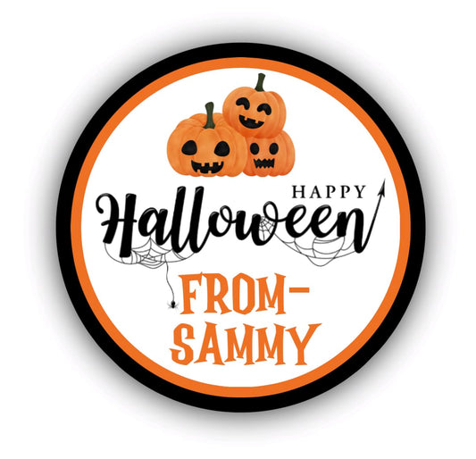 Personalized Customized Halloween Party Favor Thank You Stickers - Round Labels - Choose Your Size
