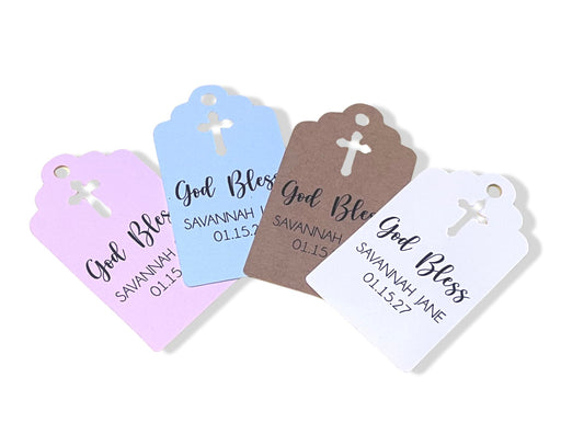 Personalized Baptism Favor Tags Personalized Custom Baptism Christening Favor Tags labels God Bless