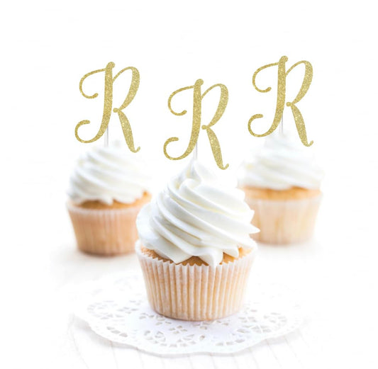 Wedding Initial Cupcake Topper, Wedding Topper Monogram, Custom Letter Bridal Shower, Personalized Wedding Cupcake Toppers