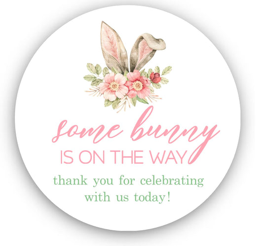 Some Bunny Is On The Way Baby Shower Stickers, Thank You Favor Bag Sticker Tags, Some Bunny Decorations, Baby Shower Sign, Spring Baby Shower