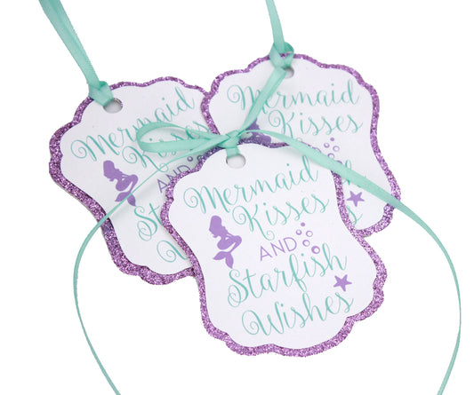 Mermaid Gift Tags, Goody Bag Tags, Mermaid Kisses and Starfish Wishes Tag, Thank you Tags