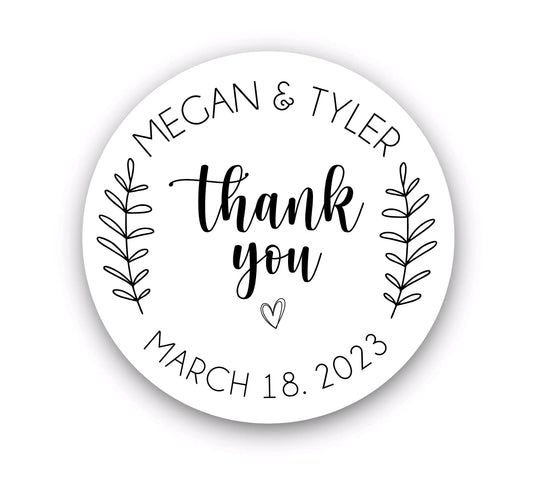Greenery Wedding Stickers for Welcome Bags, Wedding Favor Stickers, Woodland Greenery Themed Party, Custom Thank You Stickers