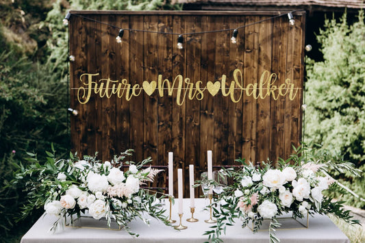 Bridal Shower Banner, Custom Banner, Personalized Future Mrs Glitter Banner, 18 Colors to Choose From