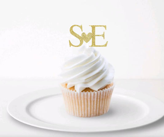 Wedding Initial Cupcake Topper, Wedding Topper Monogram, Custom Letter Bridal Shower, Personalized Wedding Cupcake Toppers