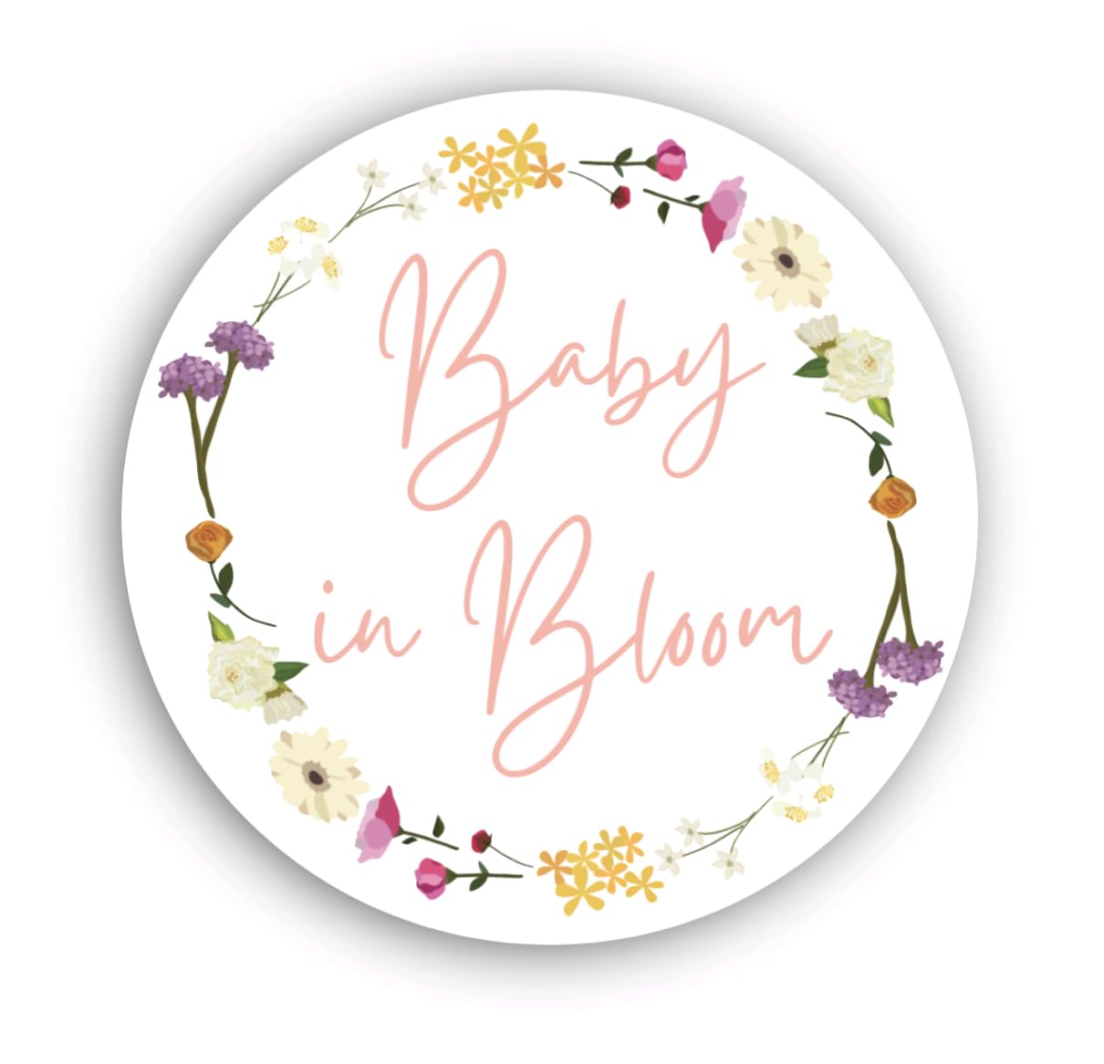 Baby in Bloom Baby Shower Favor Stickers for Girls, Wildflower Baby Sprinkle Thank You Party Favor Labels, Round Favor Stickers, 60 Pack, 1.5 inch Stickers