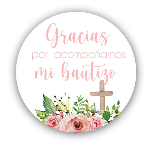 Mi Bautizo Gracias Por Acompañarnos Favor Stickers - Spanish Baptism Stickers - Souvenir Labels
