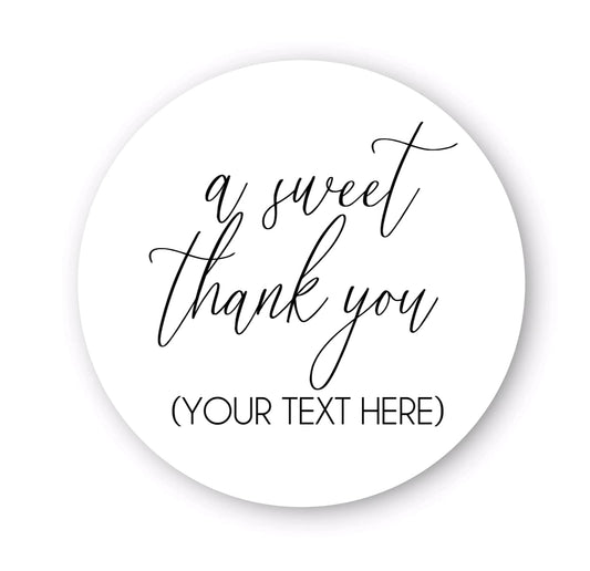 A sweet thank you personalized custom stickers, Thank you treat bag sticker