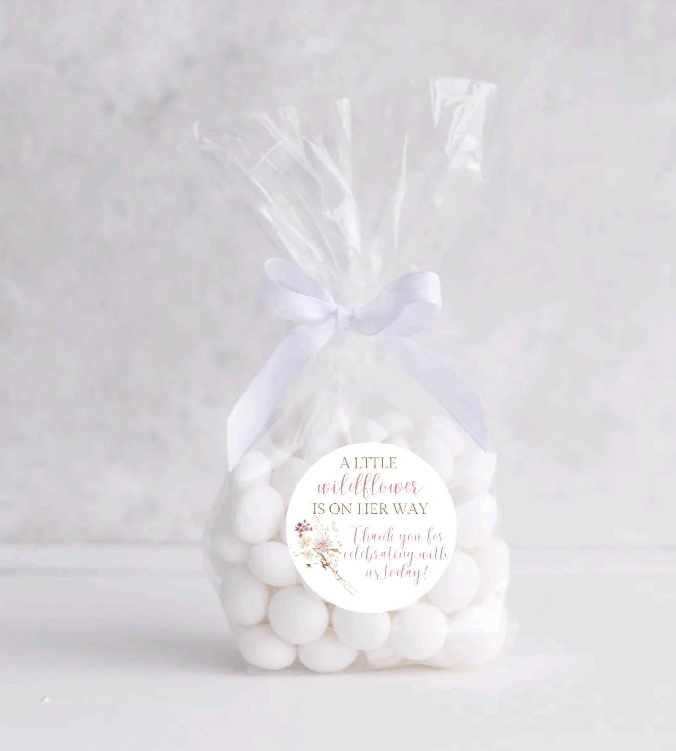A Little Wildflower Is On Her Way Baby Shower Favor Stickers for Girls, Wildflower Baby Sprinkle Thank You Party Favor Labels, Round Favor Stickers