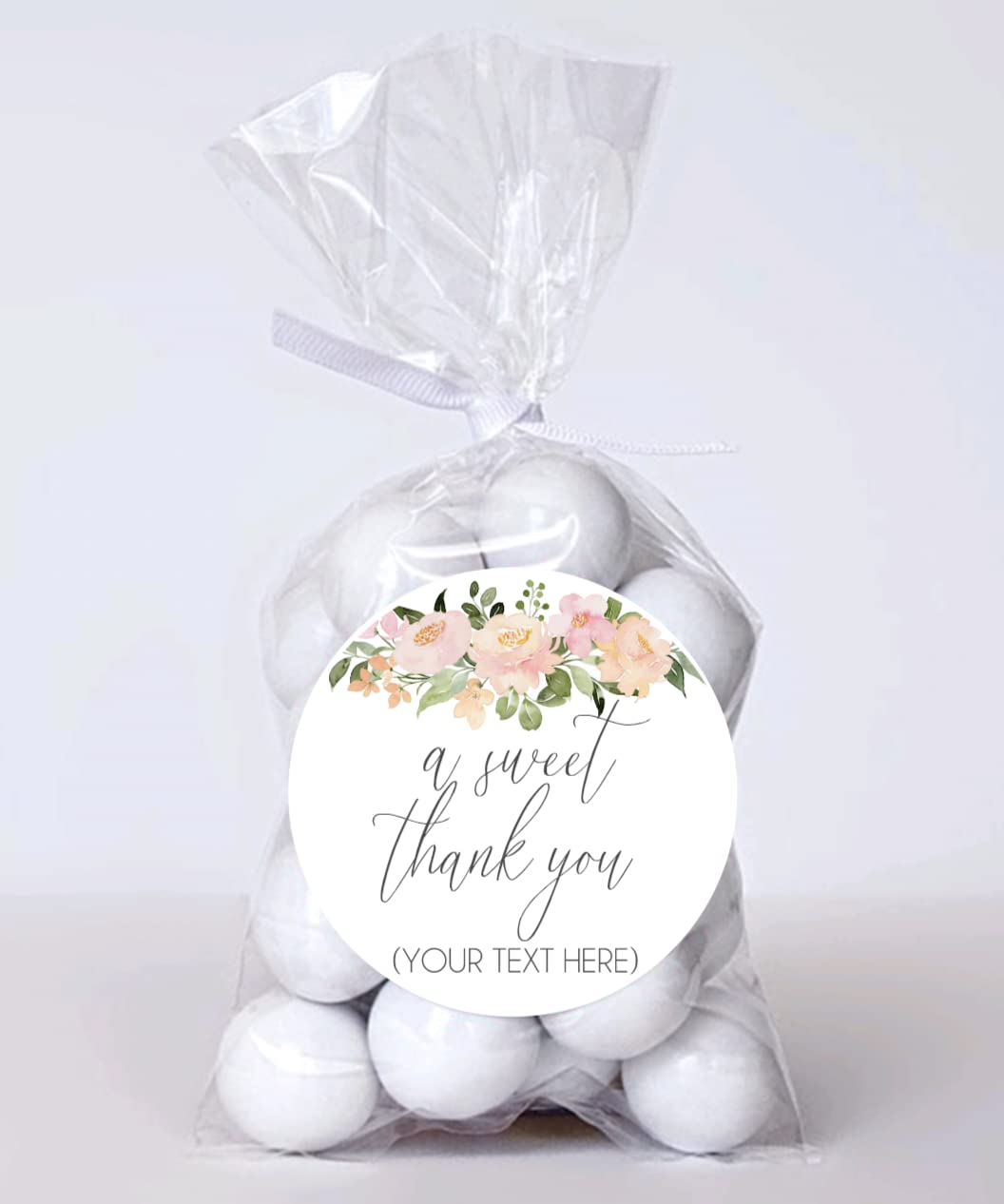 A sweet thank you personalized custom stickers, Thank you treat bag sticker, Floral thank you stickers