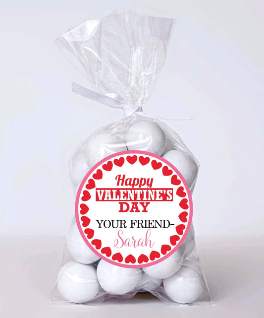 Personalized Kid's Valentine's Treat Stickers Valentine's Day Party Favor Label - Choose your size