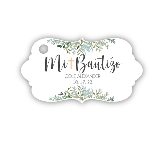 Greenery Mi Bautizo Favor Tags Personalized Custom Baptism Christening Favor Tags labels God Bless Light Pink