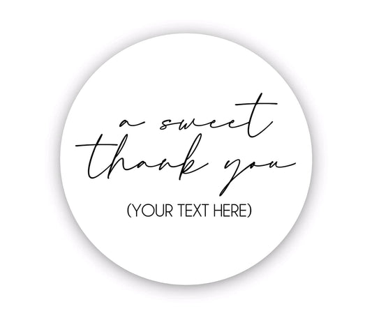 A sweet thank you personalized custom stickers, Thank you treat bag sticker