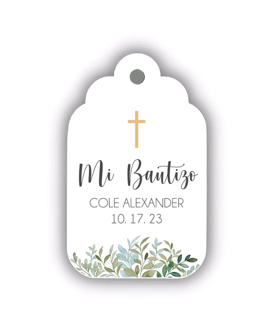 Greenery Mi Bautizo Favor Tags Personalized Custom Baptism Christening Favor Tags labels God Bless Light Pink
