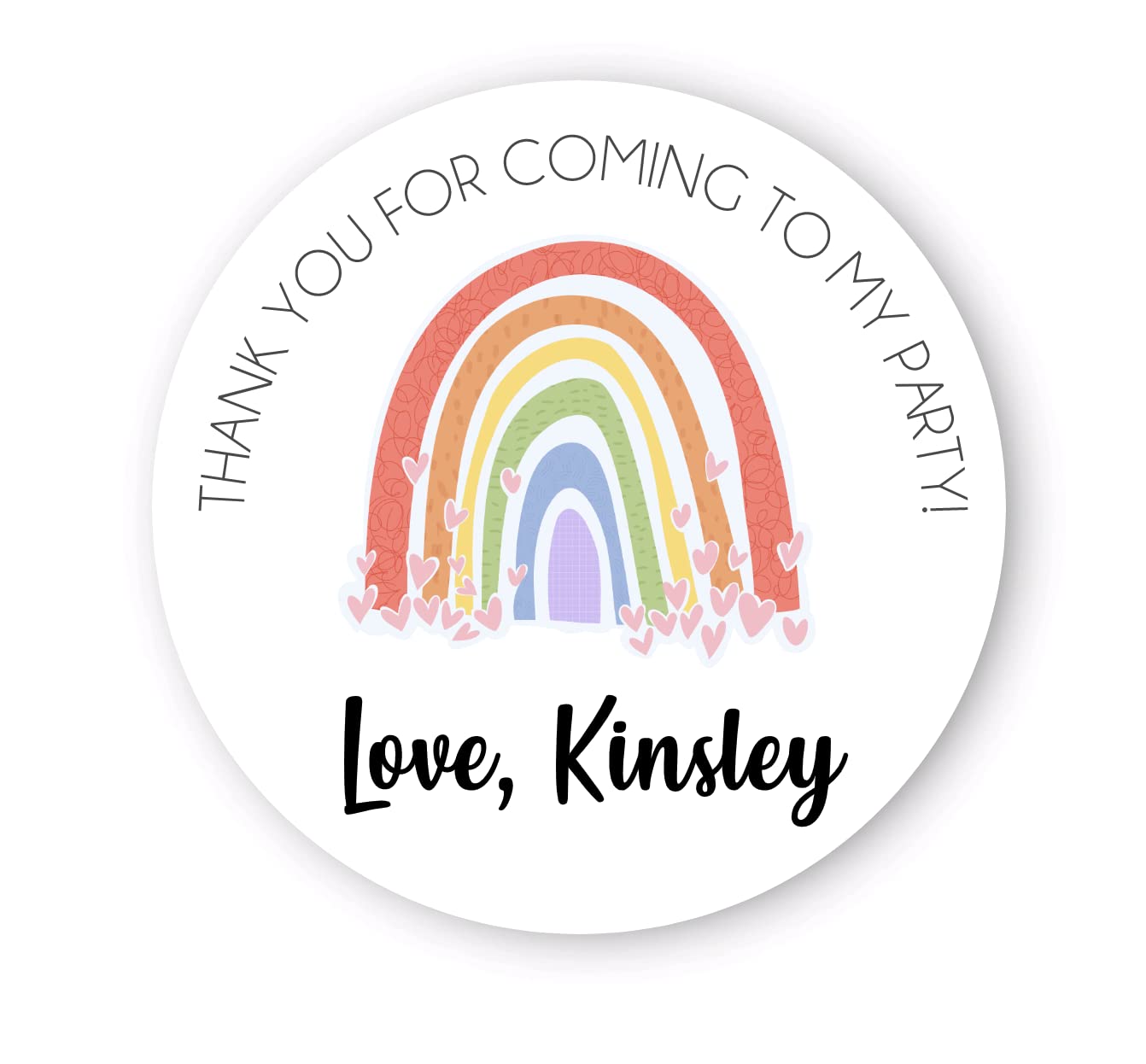 Thank you Boho Rainbow Birthday Party Stickers, Personalized Kids Birthday Gift Stickers, Favor Thank You Stickers