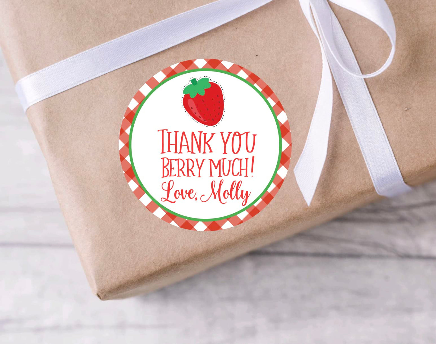 Thank You Berry Much Strawberry Favor Stickers, Strawberry Labels, Strawberry Party Decorations
