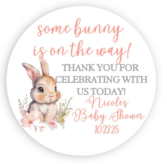 Some Bunny Is On The Way Baby Shower Stickers, Thank You Favor Bag Sticker Tags, Some Bunny Decorations, Baby Shower Sign, Spring Baby Shower