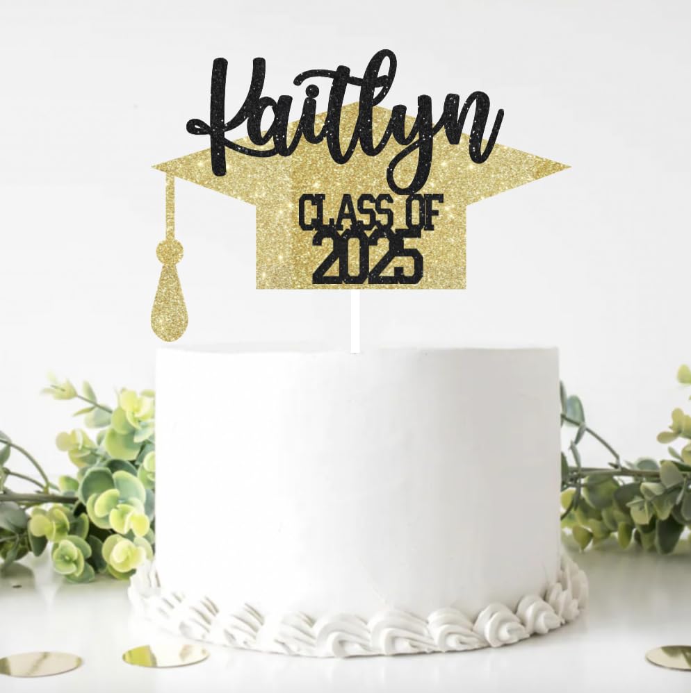 2025 Graduation Cake Topper, Custom Graduation Cake Topper, Congrats Custom Personalized Name Cake Topper, Class of 2025, 18 Colors to choose from