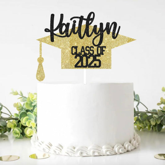 2025 Graduation Cake Topper, Custom Graduation Cake Topper, Congrats Custom Personalized Name Cake Topper, Class of 2025, 18 Colors to choose from