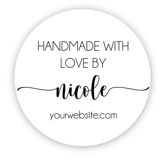 Personalized Round Small Business Sticker Labels, 120-Pack, Handmade Stickers for Packaging, Product Labels for Small Business, Business Thank You Stickers, Handmade With Love