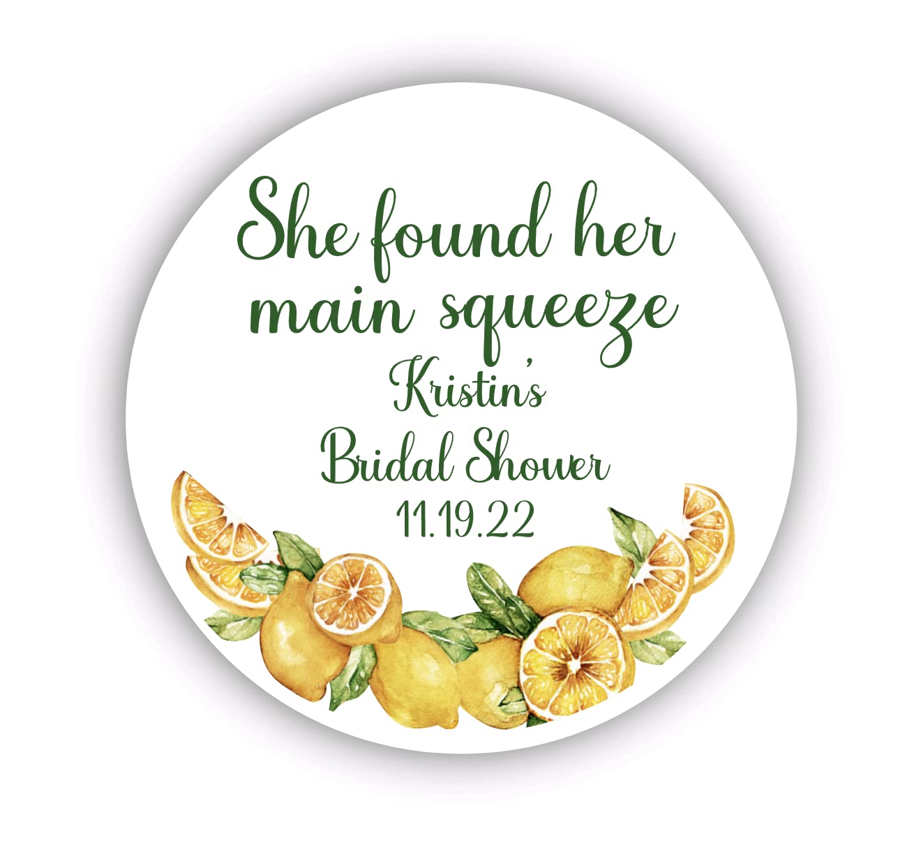 She found her main squeeze bridal shower stickers, Personalized Custom Bridal Shower Lemon Stickers, Treat bag stickers