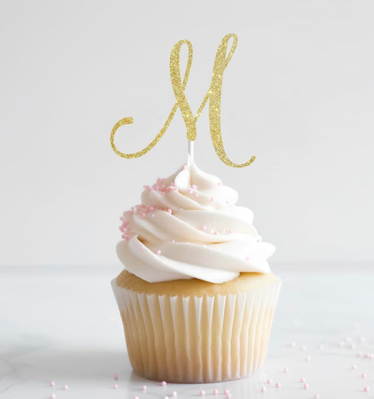 Wedding Initial Cupcake Topper, Wedding Topper Monogram, Custom Letter Bridal Shower, Personalized Wedding Cupcake Toppers