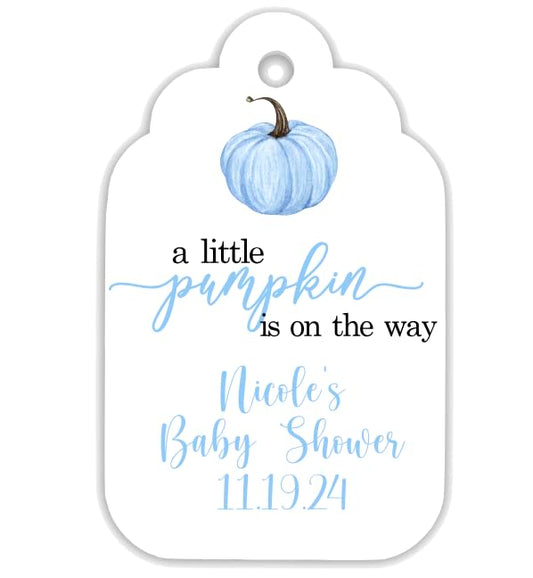 Personalized A Little Pumpkin Thank You Favor Tags, Baby Shower, Gender Reveal
