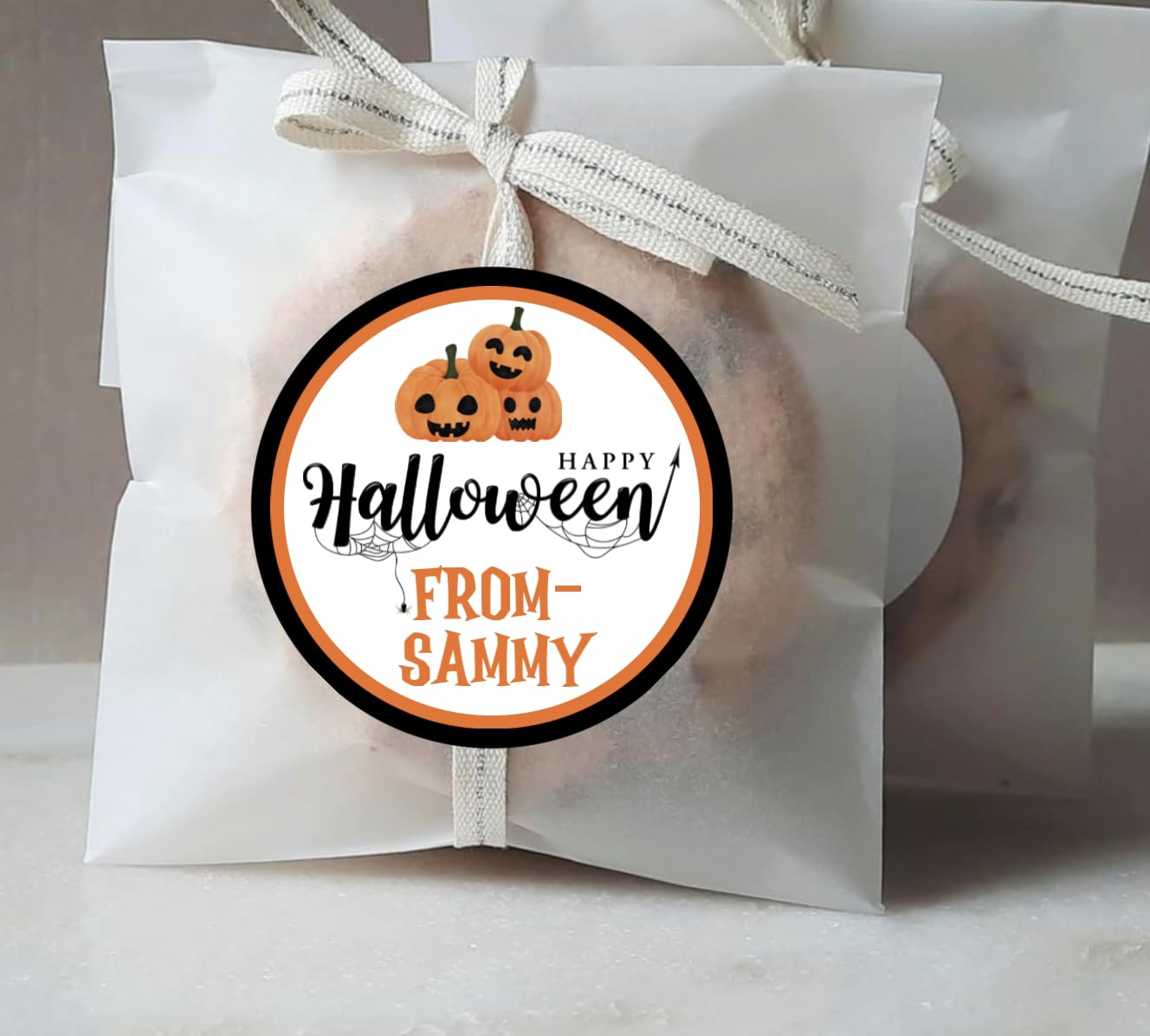 Personalized Customized Halloween Party Favor Thank You Stickers - Round Labels - Choose Your Size