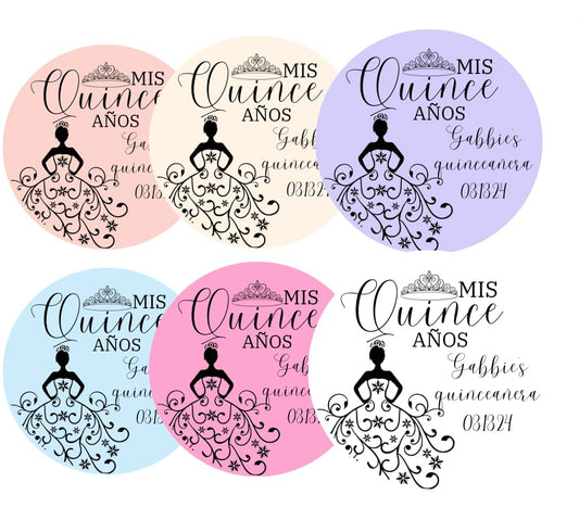 Personalized Quinceañera Favor Stickers – Custom Name Thank You Labels for XV Party Favors