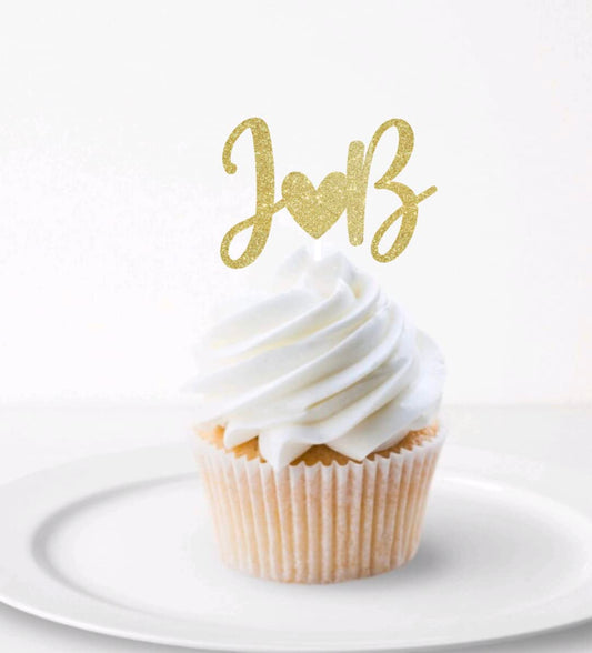Wedding Initial Cupcake Topper, Wedding Topper Monogram, Custom Letter Bridal Shower, Personalized Wedding Cupcake Toppers