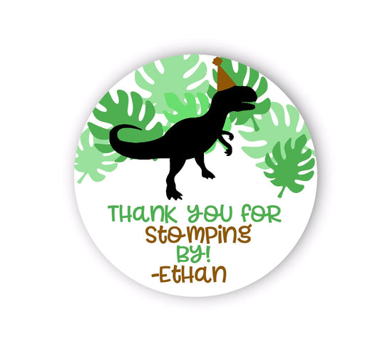 Dinosaur Party Stickers, Personalized Dinosaur Decorations, Dinosaur Thank You Stickers, Favor Stickers