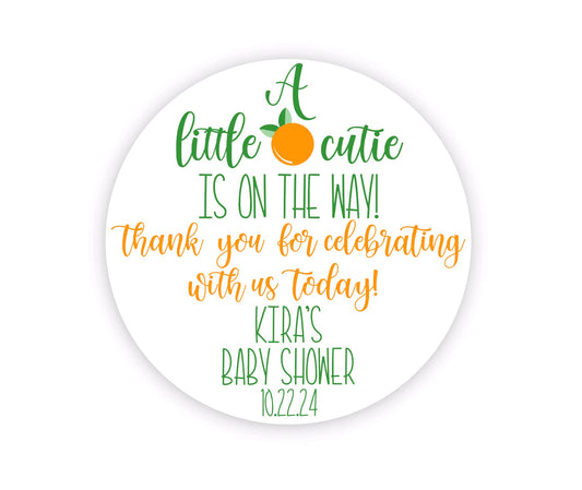 Little Cutie Favor Treat Bag Thank You Sticker Tags Our Little Cutie Is On The Way