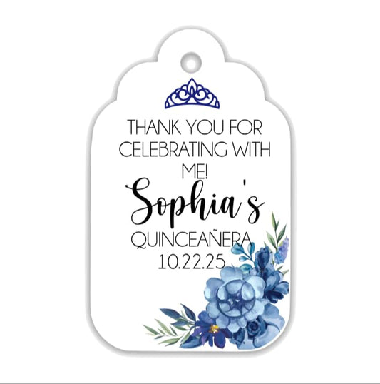 Personalized Quinceañera Favor Tags with String, Classic Thank You for Celebrating with Me Gift Tags with Custom Photo for Mis Quince Años, XV, 15th Birthday, Favor Gifts