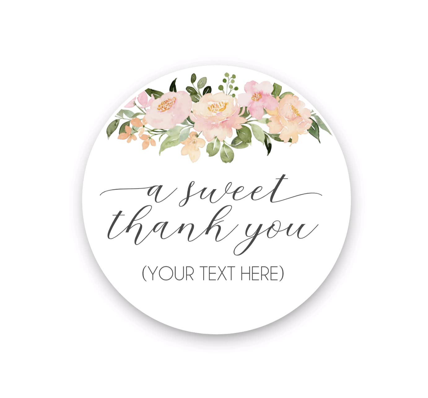 A sweet thank you personalized custom stickers, Thank you treat bag sticker, Floral thank you stickers