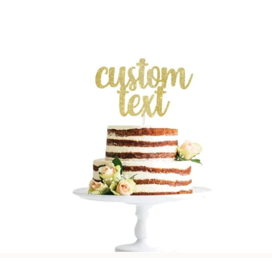Personalized Custom Glitter Script Cake Topper