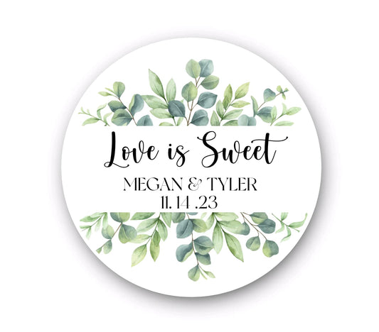 Greenery Wedding Stickers for Welcome Bags, Wedding Favor Stickers, Woodland Greenery Themed Party, Custom Thank You Stickers