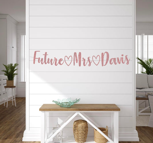 Rose Gold Glitter Future Mrs Banner Perfect for Bachelorette Wedding Engagement Bridal Shower Party Hanging Sign Photo Booth Props