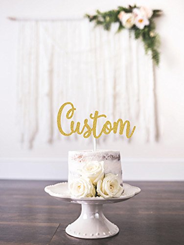 Custom Text Personalized Gold Glitter Cake Topper