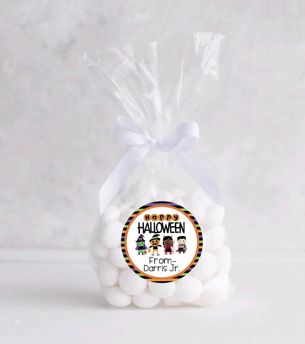 Personalized Customized Halloween Party Favor Thank You Stickers - Round Labels - Choose Your Size