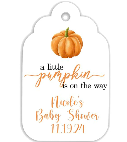 Personalized A Little Pumpkin Thank You Favor Tags, Baby Shower, Gender Reveal