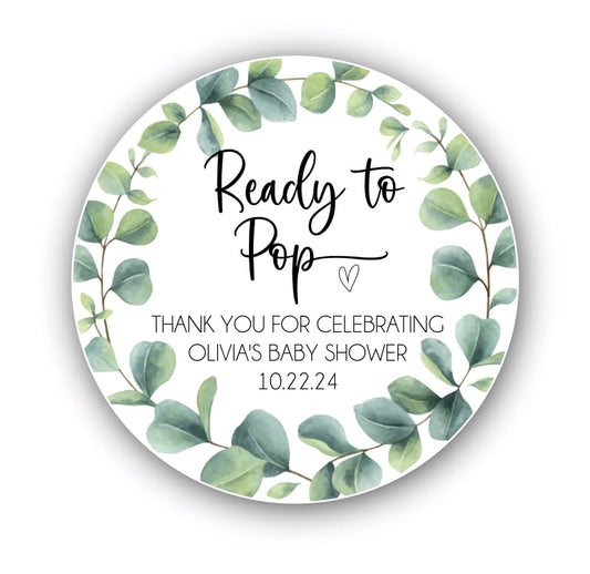 Personalized Baby Shower Stickers | Ready To Pop Baby Shower Labels