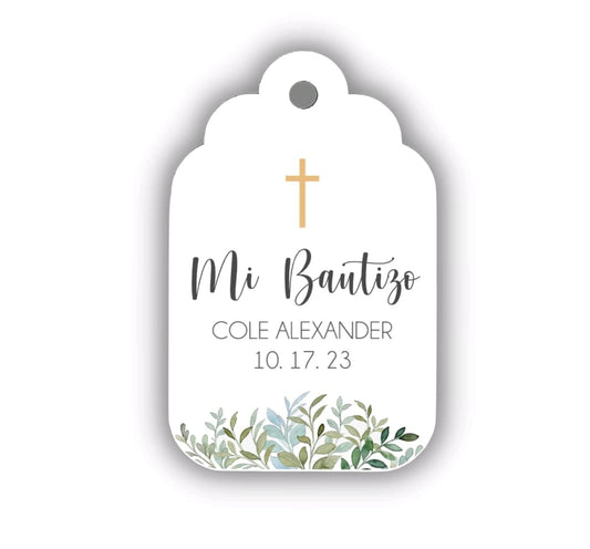 Greenery Mi Bautizo Favor Tags Personalized Custom Baptism Christening Favor Tags labels God Bless Light Pink