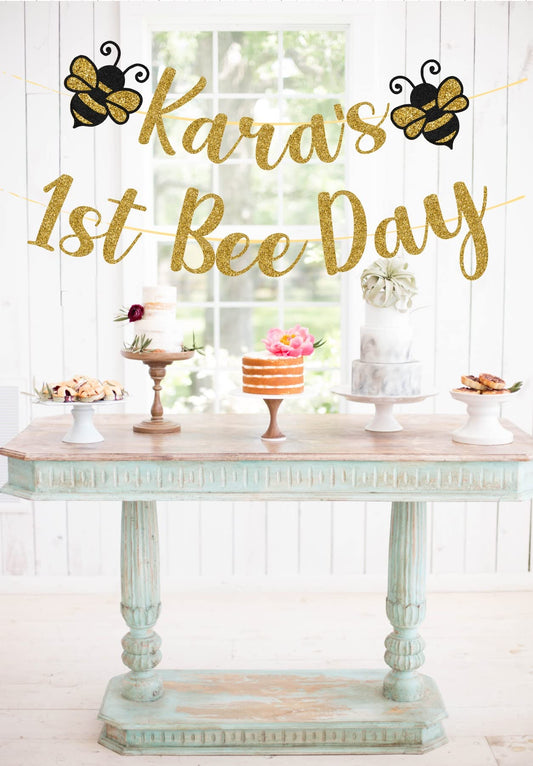 Bee Day Custom Banner, 1st Bee Day Personalized Banner, Bee Day Birthday Party Decorations, Bee Banner