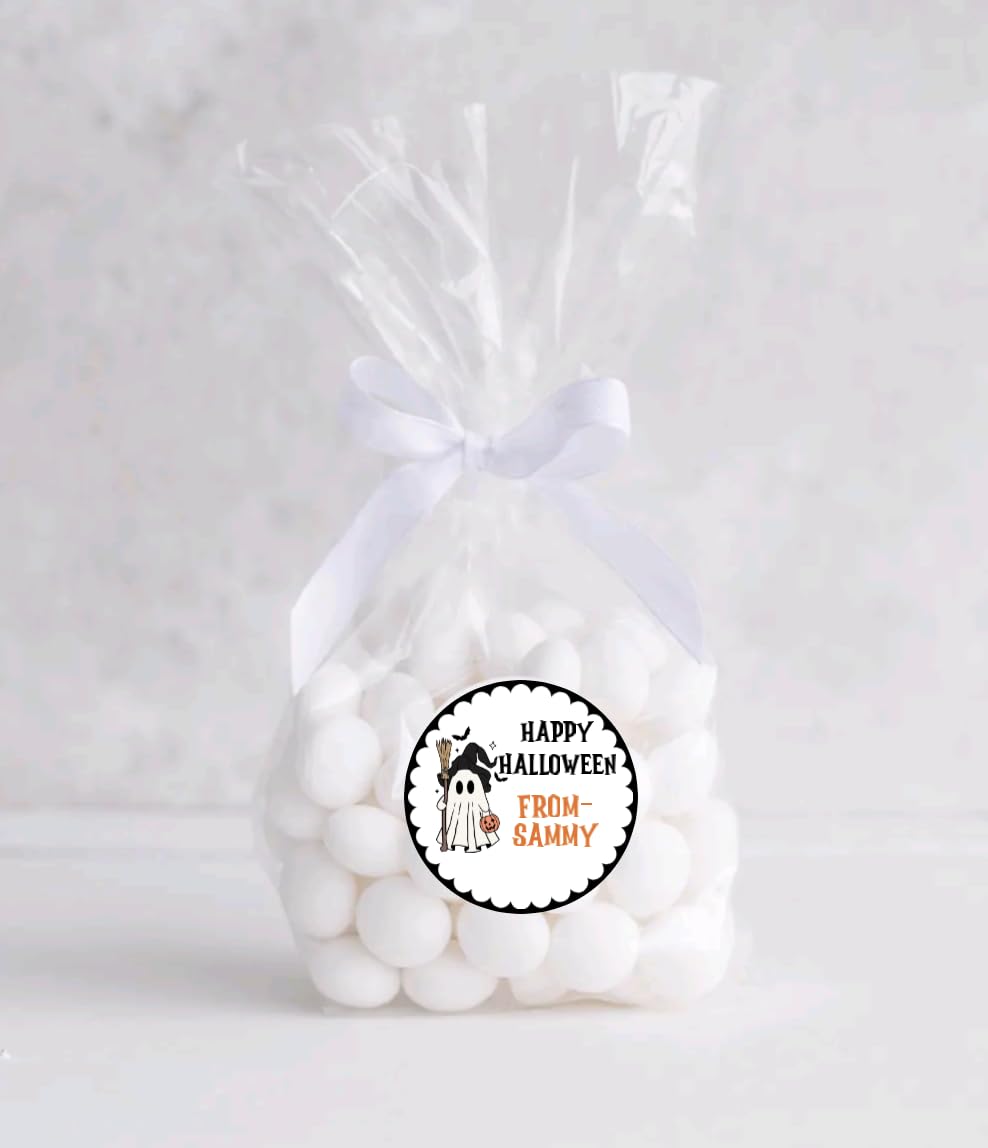 Personalized Customized Halloween Party Favor Thank You Stickers - Round Labels - Choose Your Size
