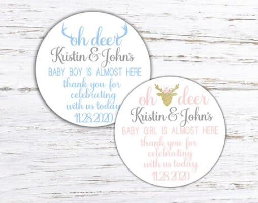 Oh Deer Rustic Woodland Theme Baby Shower Stickers, Woodland Oh Deer Thank You Stickers, Custom Baby Shower Stickers