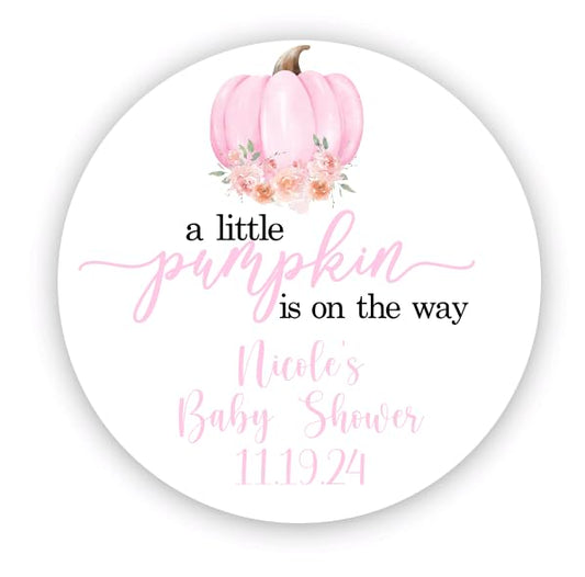 Personalized A Little Pumpkin Thank You Favor Stickers, Baby Shower, Gender Reveal