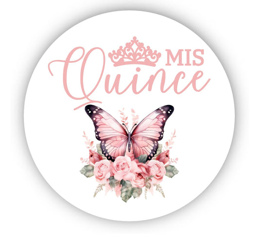 Mis Quince Anos - Quinceanera Sweet 15 Birthday Party Circle Sticker Labels