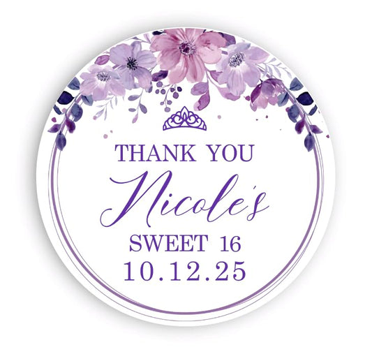 Personalized Sweet Sixteen Party Favor Stickers - Birthday Party Stickers - Sweet 16 - Thank you for celebrating with me stickers