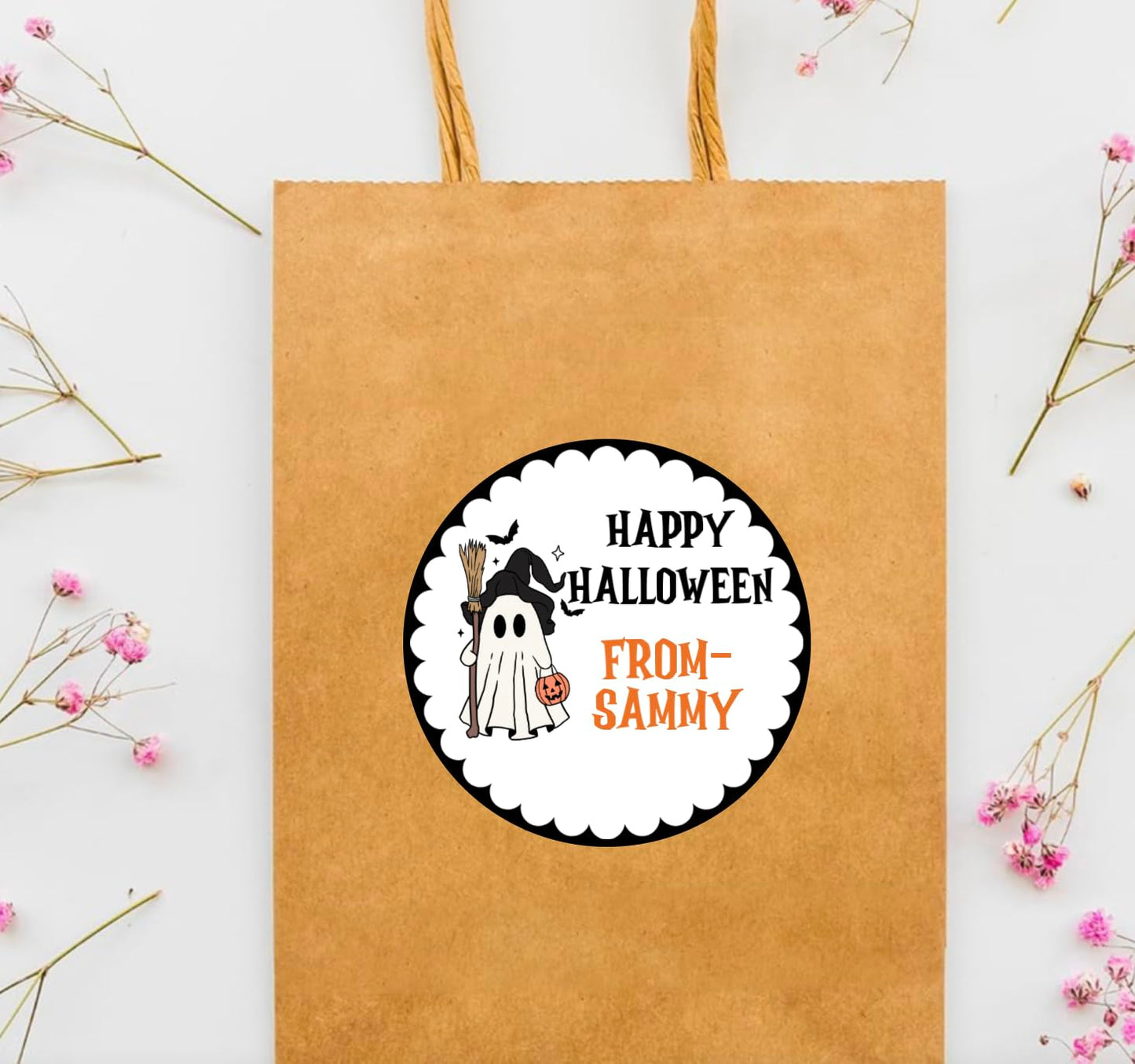 Personalized Customized Halloween Party Favor Thank You Stickers - Round Labels - Choose Your Size