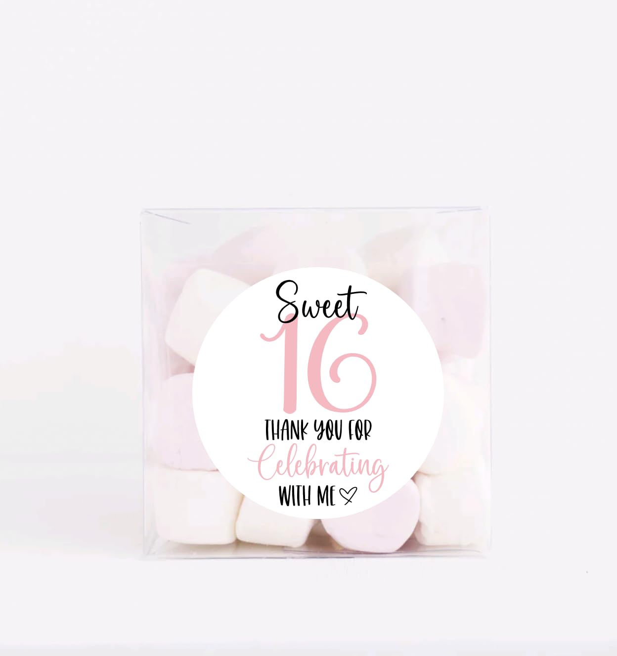 Sweet Sixteen Party Favor Stickers - Birthday Party Stickers - Thank you for celebrating with me stickers
