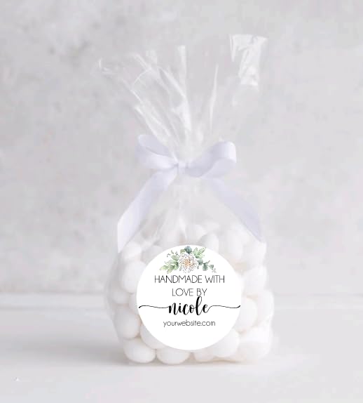 Personalized Round Small Business Sticker Labels, 120-Pack, Handmade Stickers for Packaging, Product Labels for Small Business, Business Thank You Stickers, Handmade With Love